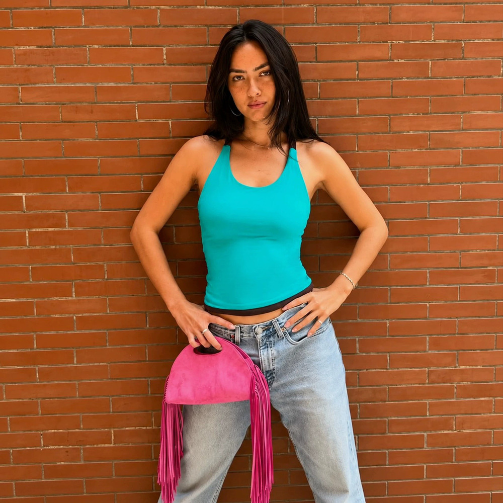 Zara Retro Color Block Cableknit Halter Tank Top Y2K Casual Streetwear